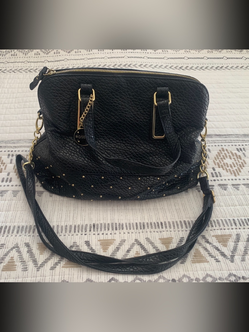 Rosetti Studded Leather Satchel Handbag